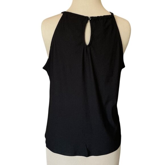 A.U.W.  Women's Black Sleeveless Top with Gold Accent Keyhole Neckline, Size M - Picture 3 of 7